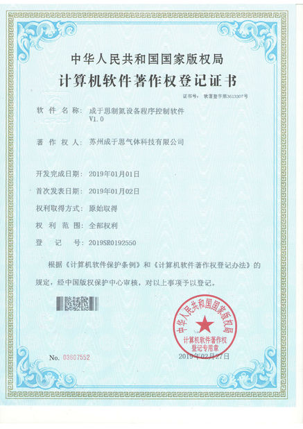 China Suzhou Cherish Gas Technology Co.,Ltd. Certificaciones